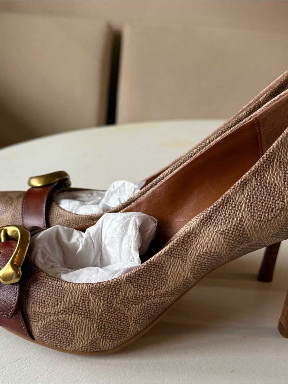 Coach Metallic Brown Pointed-Toe Buckle Pumps - Picture 4 of 9